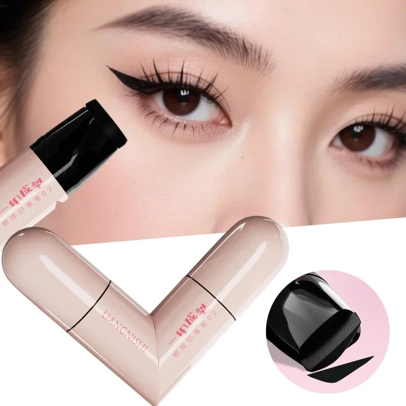 Achieve Flawless Wings with the Rotate Eyeliner Stamp - Dual-Tip Waterproof Liquid Pen in Black and Brown