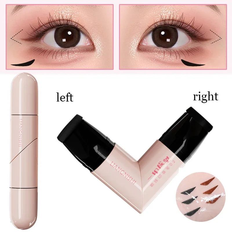 Achieve Flawless Wings with the Rotate Eyeliner Stamp - Dual-Tip Waterproof Liquid Pen in Black and Brown