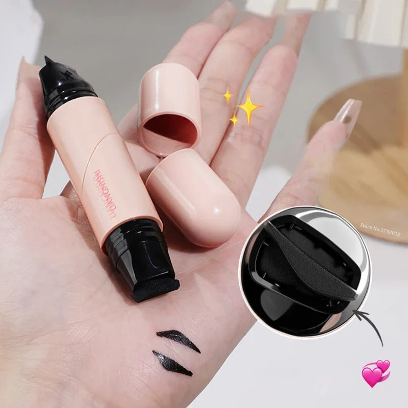 Achieve Flawless Wings with the Rotate Eyeliner Stamp - Dual-Tip Waterproof Liquid Pen in Black and Brown